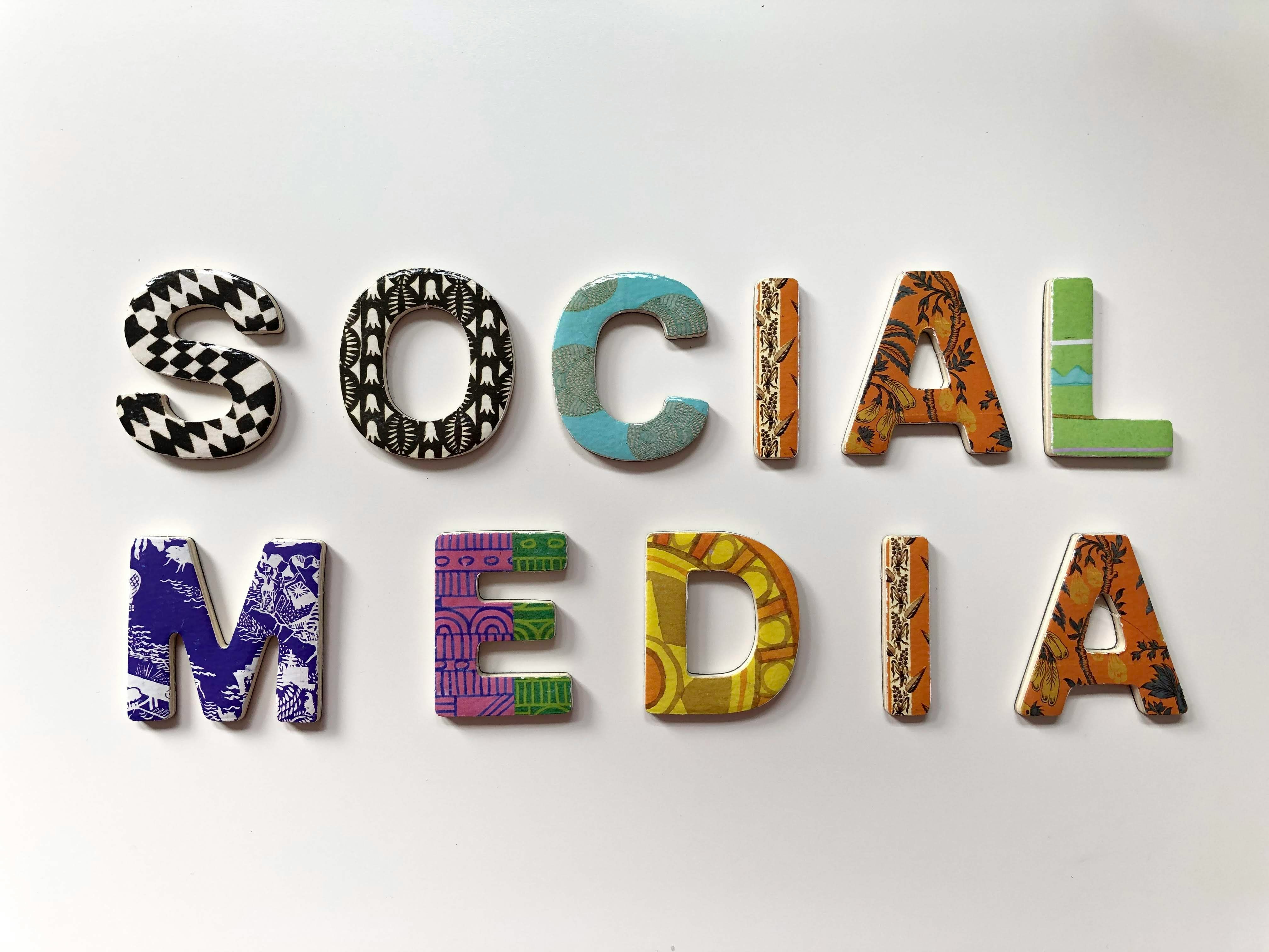 an offwhite background banner saying social media